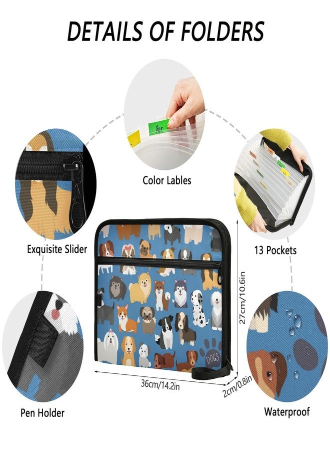 ZZKKO Cute Dogs 13 Pockets Expanding File Folder with Sticky Labels Accordion File Folder Document Organizer Letter Size A4 Papers Expandable File Keeper - Image 3