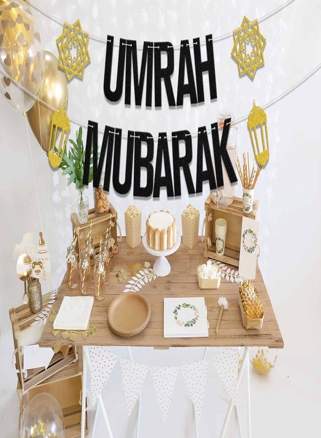 WFKLDF Umrah Mubarak Banner, Eid Party Decorations, Gold Black, 3.0x5.0 inches - Image 4