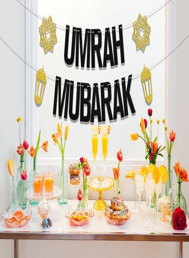 WFKLDF Umrah Mubarak Banner, Eid Party Decorations, Gold Black, 3.0x5.0 inches - Image 5