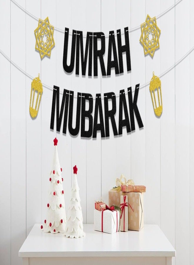 WFKLDF Umrah Mubarak Banner, Eid Party Decorations, Gold Black, 3.0x5.0 inches - Image 3