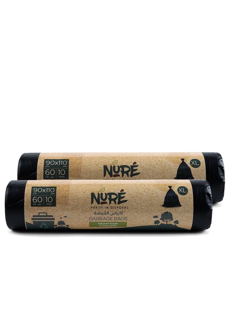 Nure Nure- Bio-Degradable Purity In Disposal Garbage Bag,60 Gallons,10 Pcs, 90cmx110cm,Pack of 2  - Image 1