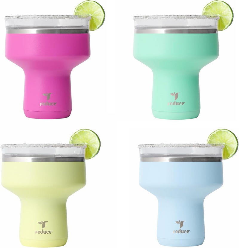 Cost effective fine quality Reduce Saltini 16oz Cocktail Tumbler - Insulated Margarita Tumbler with Lid-Keeps Drinks Cold for 10 Hours-360 Sippable Martini Glass Alternative-Shatterproof Perfect for Parties - Multicolor - 4 Pack Single & bulk use compatible - Image 1