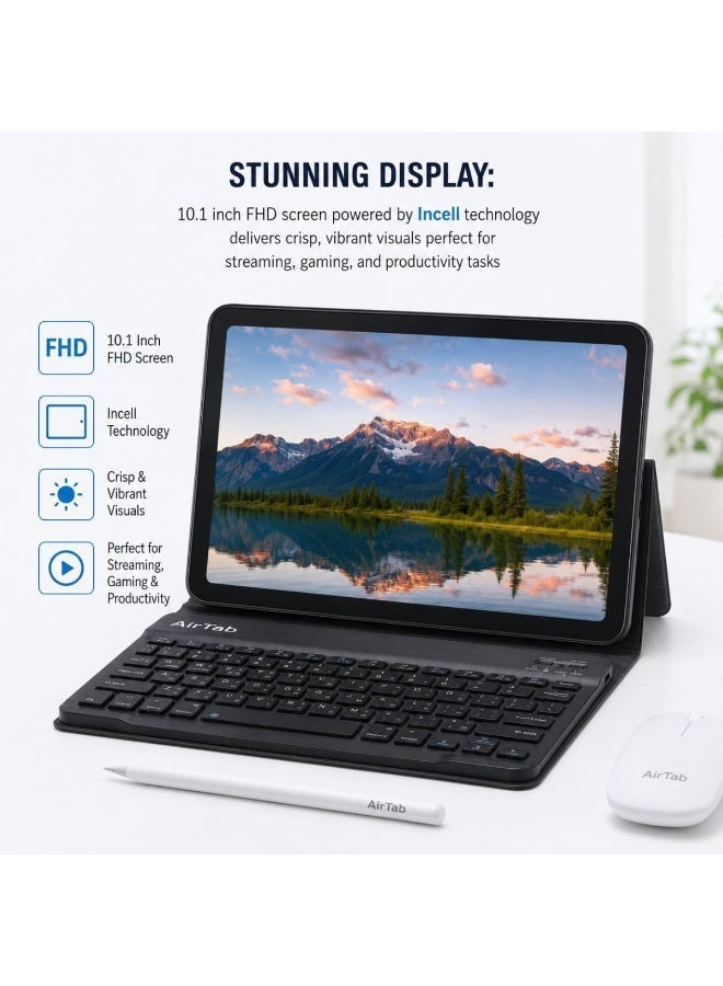 AIR TAB AirTab S26 Pro+ 10.1 Inch Android 15 Tablet PC with Wireless Keyboard Mouse Bluetooth Headset 10000mAh Battery Dual Camera WiFi Arabic Keyboard Bundle BLUE - Image 5