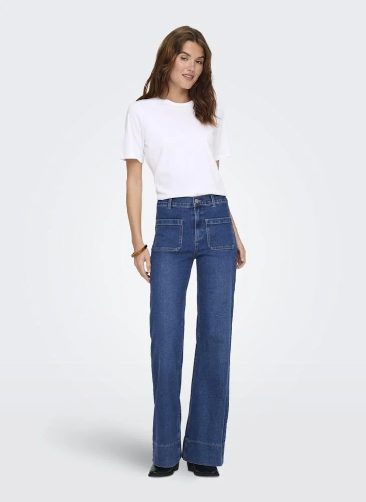 ONLY  Onlcypress Pocket Detail High Waist Flared Jeans for Women | Best Price UAE