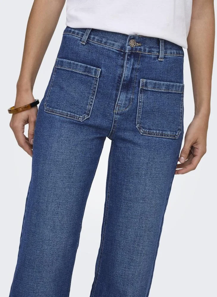 ONLY  Onlcypress Pocket Detail High Waist Flared Jeans for Women | Best Price UAE