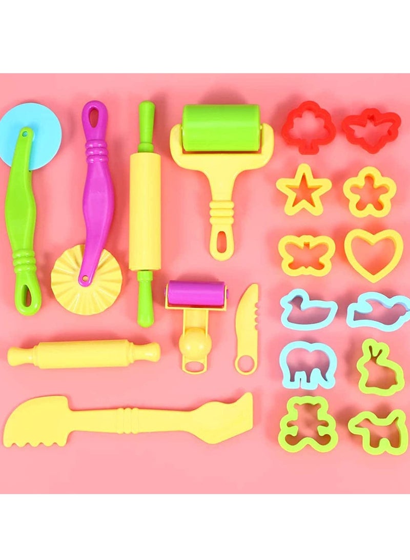 Playdough Sets For Kids, Kids Clay Tools, Plastic Art Clay Dough Playing Tools Set with Models and Mold Smart Dough Tools Kit For Kids 1 Set/20pcs - Image 1