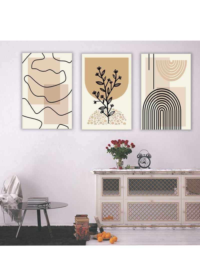 دروبلايت طقم من ٣ لوحات كانفاس على إطار خشبي تصميم رسم تجريدي بالألوان للمنزل غرفة المعيشة المكتب الديكور - Image 1