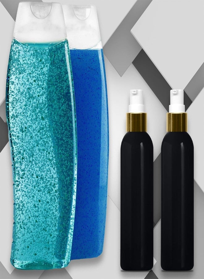 HUNCHA زجاجات لوشن هونشا سعة 100 مل مزودة بمضخات ذهبية، مانعة للتسرب، أسطوانة فارغة قابلة لإعادة التعبئة للشامبو، المرطب، كريم الوجه، الصابون السائل، زجاجة سفر سوداء فارغة، مضخة ذهبية، عبوة من 24 زجاجة - Image 5