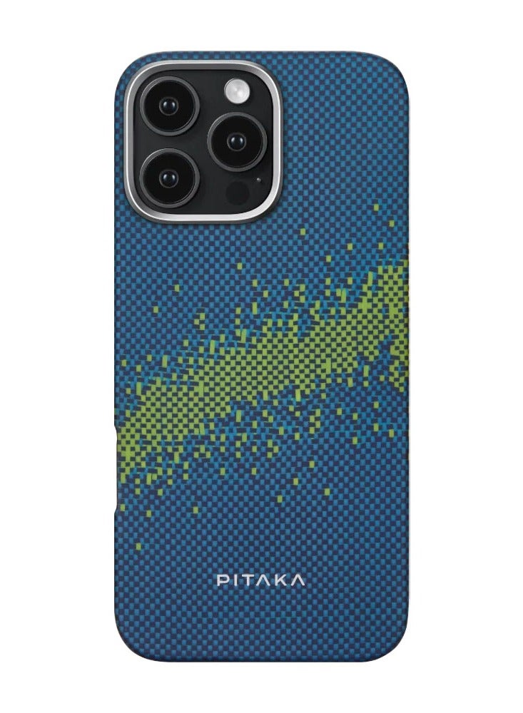 PITAKA Pitaka Star Peak for iPhone 16 Pro Case Compatible with MagSafe, Thin & Light Case with a Caseless Feel, 1500D Aramid Fiber Woven Tactile Woven Case Luminous Night Glow Edition - Milk Way Galaxy  - Image 1