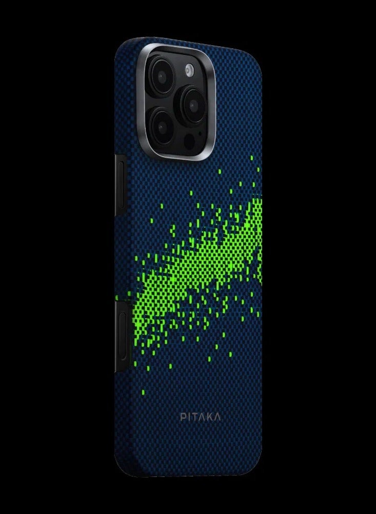 PITAKA Pitaka Star Peak for iPhone 16 Pro Case Compatible with MagSafe, Thin & Light Case with a Caseless Feel, 1500D Aramid Fiber Woven Tactile Woven Case Luminous Night Glow Edition - Milk Way Galaxy  - Image 4