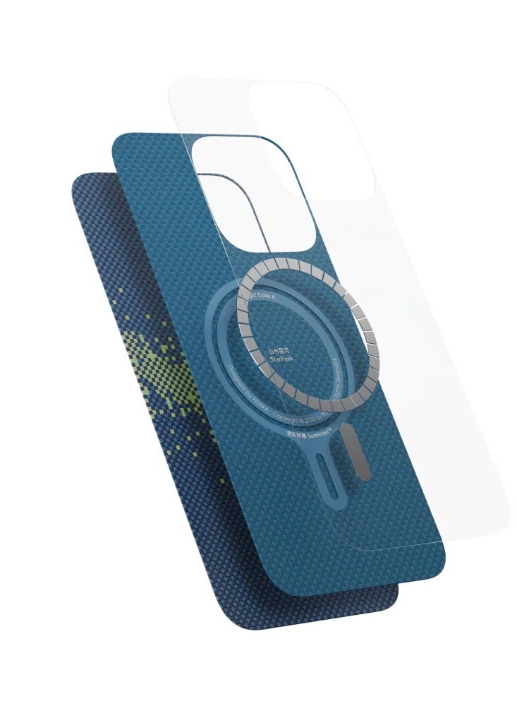 PITAKA Pitaka Star Peak for iPhone 16 Pro Case Compatible with MagSafe, Thin & Light Case with a Caseless Feel, 1500D Aramid Fiber Woven Tactile Woven Case Luminous Night Glow Edition - Milk Way Galaxy  - Image 5