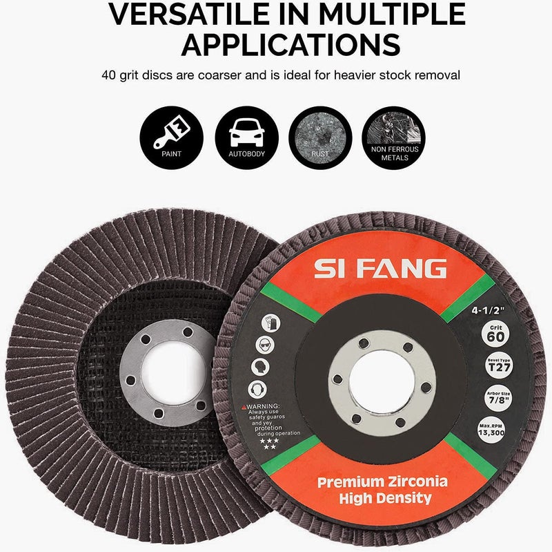 SI FANG 320 Grit Flap Discs 4 1/2 Inch Aluminum Oxide 10 Pack Angle Grinder Attachment Sanding Disc Blending Grinding Finishing - Image 3