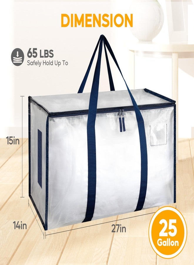 HealSmart 4 Pack Large Moving Bags with Zippers & Handles, Moving Supplies with lids, Heavy Duty Totes for Space Saving, Fold Flat, Moving and Storing, Clear - Image 2