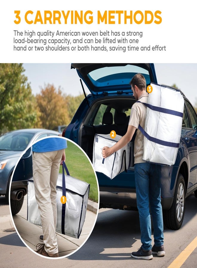 HealSmart 4 Pack Large Moving Bags with Zippers & Handles, Moving Supplies with lids, Heavy Duty Totes for Space Saving, Fold Flat, Moving and Storing, Clear - Image 5
