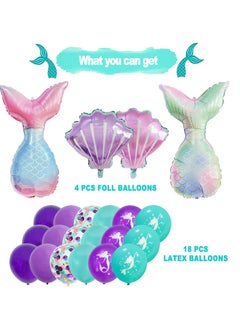 Party Mermaid Tail Balloon Theme Party Children's Birthday Cartoon 22 Pack  - Image 2