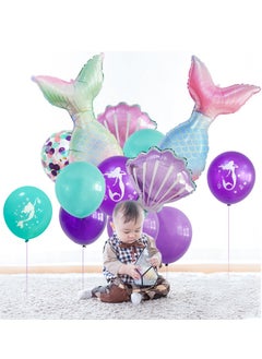 Party Mermaid Tail Balloon Theme Party Children's Birthday Cartoon 22 Pack  - Image 5