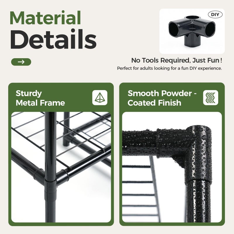 Bamworld Corner Plant Stand Indoor Metal Plant Shelf 5-Tier 11 Potted Flower Shelves Garden Black Plant Holder Rack for Garden Living Room Patio Morden Home Decor Gardening Gifts - Image 4