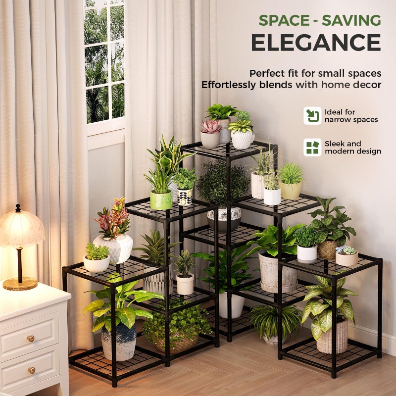 Bamworld Corner Plant Stand Indoor Metal Plant Shelf 5-Tier 11 Potted Flower Shelves Garden Black Plant Holder Rack for Garden Living Room Patio Morden Home Decor Gardening Gifts - Image 5