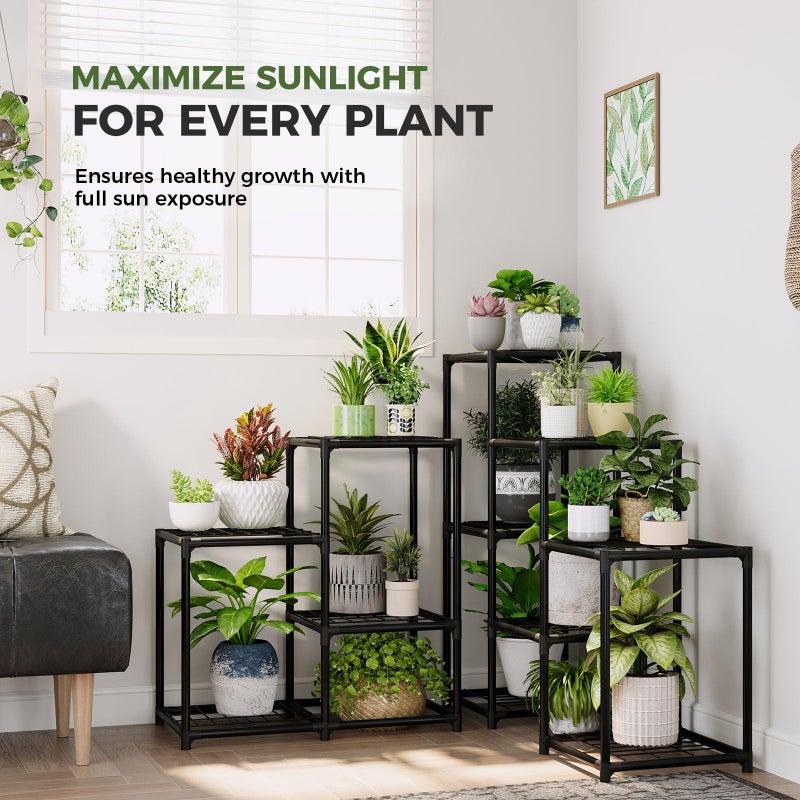 Bamworld Corner Plant Stand Indoor Metal Plant Shelf 5-Tier 11 Potted Flower Shelves Garden Black Plant Holder Rack for Garden Living Room Patio Morden Home Decor Gardening Gifts - Image 3