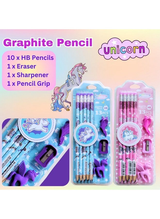 PLUSPOINT PLUSPOINT 26 Pieces Unicorn Pencils for Girls, 20 Unicorn Pencils with 2 Erasers 2 Grips 2 Sharpeners Colorful Kids Pencils Cute Unicorn School Supplies for Classroom Reward Party Favor (unicorn)  - Image 5