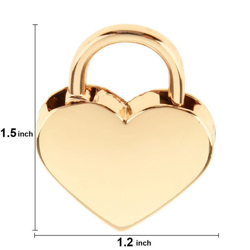 Warmtree Small Metal Heart Shaped Padlock Mini Lock with Key for Jewelry Box Storage Box Diary Book,Pack of 2,Gold - Image 3