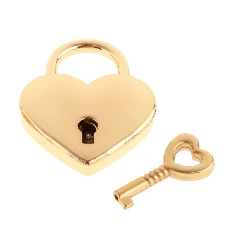 Warmtree Small Metal Heart Shaped Padlock Mini Lock with Key for Jewelry Box Storage Box Diary Book,Pack of 2,Gold - Image 2