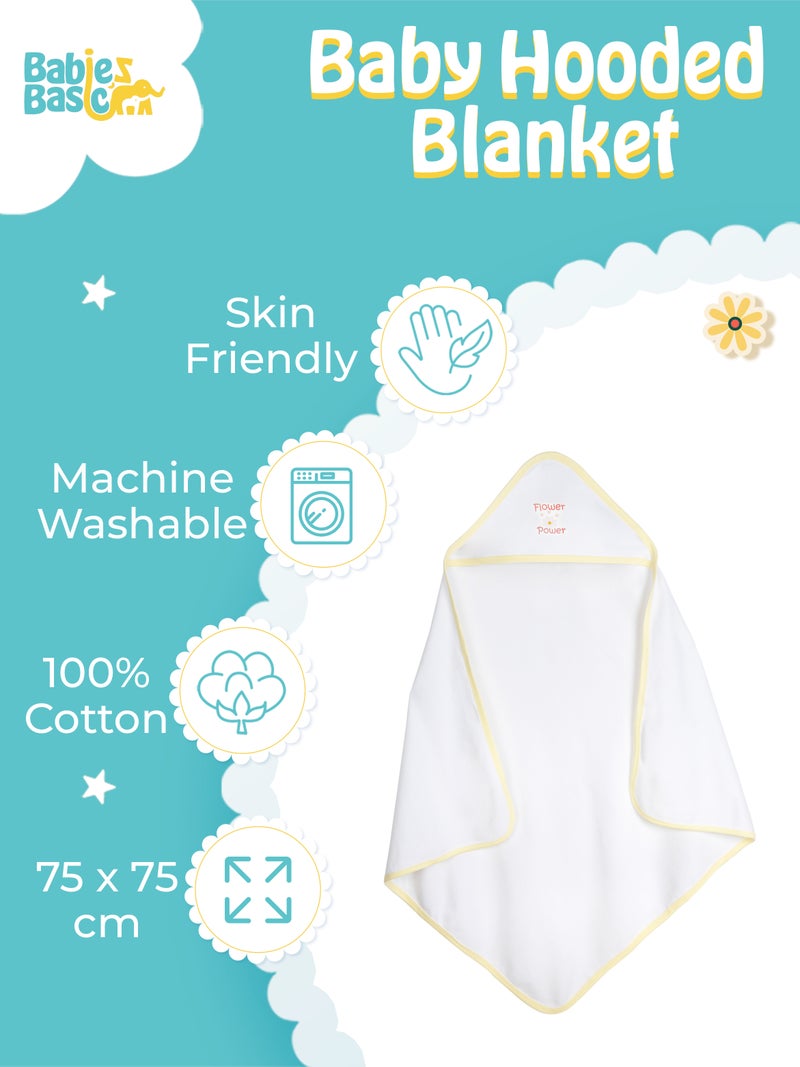 بابيز_بيسك بيبيز بيسك قماط / بطانية استقبال للمولود الجديد من القطن 100%, أصفر - Image 4