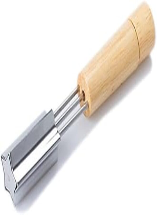 Stainless Steel Cutter With Star-Shaped And Wooden Handle For Kitchen - Silver Beige 