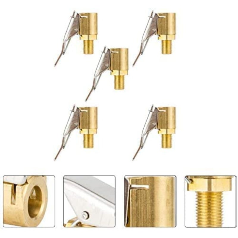 Brass Heavy Duty Lock with Clip for Tire Inflator Gauge Compressor Accessories - 5 Pieces - Image 4