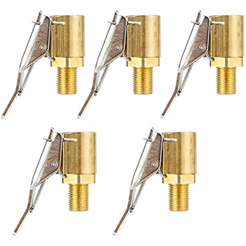 Brass Heavy Duty Lock with Clip for Tire Inflator Gauge Compressor Accessories - 5 Pieces - Image 1