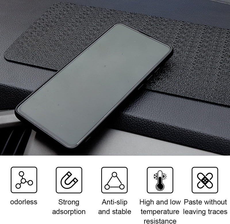 GLSOWEE Car Dashboard Anti-Slip Mat, 10.6"×5.9" Universal Car Dash Sticky Rubber Mat, Multifunctional Non-Slip Adhesive Pad Auto Dash Grip Mat for Cell Phones, Keys, Coins, Sunglasses (Car Textures) - Image 4