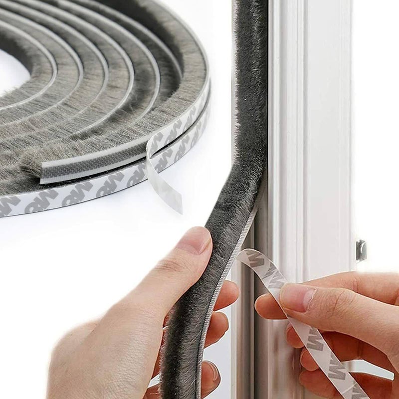 MAVIND MAVIND 10 Meters Soundproof Window Sealing Strips Windproof Dustproof Door Window Frame Seal Self Adhesive Brush Strip Sliding Window Seal Window Door Seal Sliding Door Seal Strip Brown  - Image 1