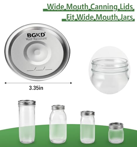 BGKD 100Pcs RustProof Canning Lids Wide Mouth Wide Mouth Mason Jar Lids for Ball or Kerr Large Mouth Mason Jars Lids Only Lids No Rings - Image 3