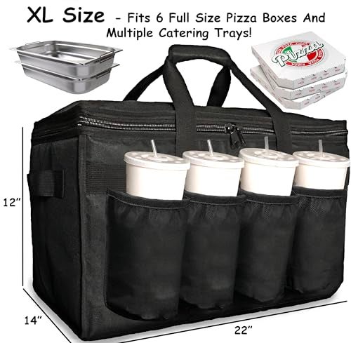 FRESHIE Insulated Food Delivery Bag with Cup Holders/Drink Carriers Premium, for Doordash, Uber Eats, Grubhub, Pizza Bag, Catering, Beverage, Commercial Quality (XL Pro) - Image 5