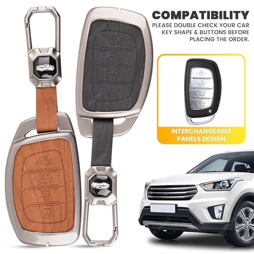 Coll of Fest Metal Silicon Key Cover Compatible with Hyundai Alcazar Creta 2022 Venue i20 Tucson Elantra 4 Button Smart Key Special Feature Visible in Low-Ligh Condition - Image 2