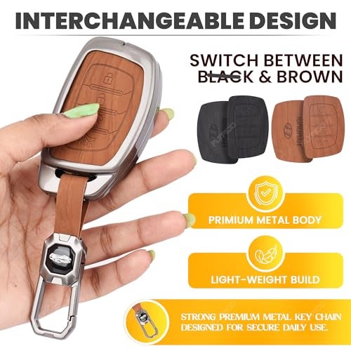 Coll of Fest Metal Silicon Key Cover Compatible with Hyundai Alcazar Creta 2022 Venue i20 Tucson Elantra 4 Button Smart Key Special Feature Visible in Low-Ligh Condition - Image 4