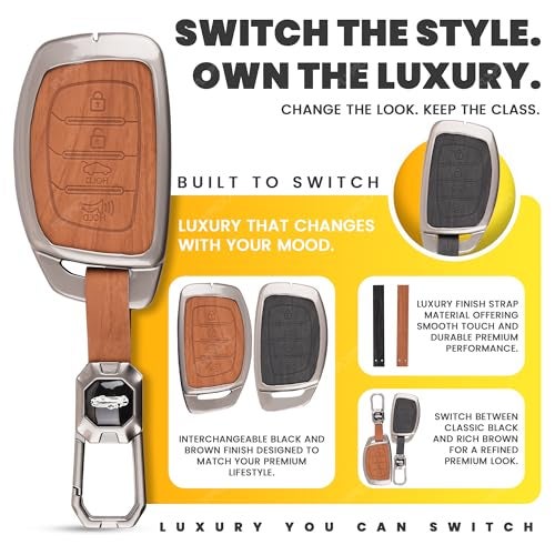 Coll of Fest Metal Silicon Key Cover Compatible with Hyundai Alcazar Creta 2022 Venue i20 Tucson Elantra 4 Button Smart Key Special Feature Visible in Low-Ligh Condition - Image 5