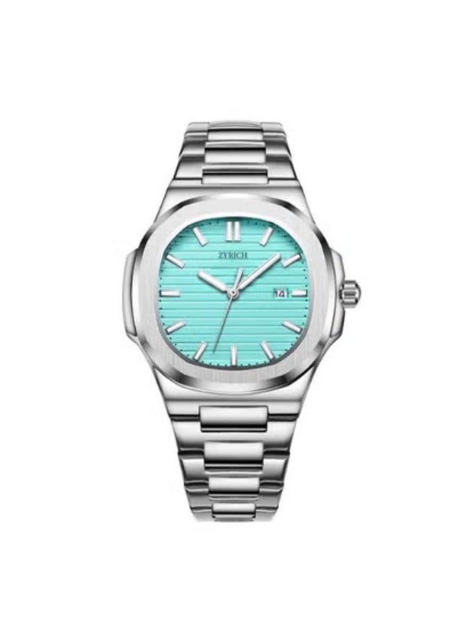 ZYRICH High-quality, waterproof men's watch, silver strap with Tiffany dial 