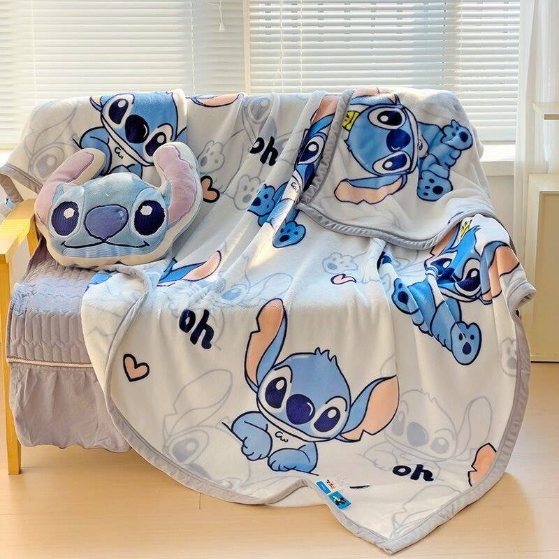 Stitch cartoon pattern double-sided milk plush blanket, kindergarten nap blanket, multifunctional blanket (Size: 100cm x 150cm) - Image 1