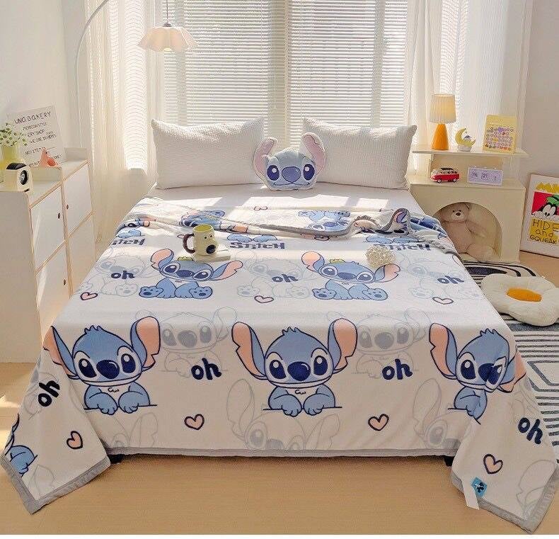 Stitch cartoon pattern double-sided milk plush blanket, kindergarten nap blanket, multifunctional blanket (Size: 100cm x 150cm) - Image 4