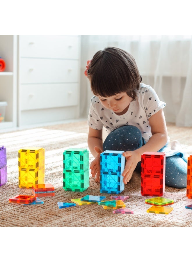 Gemmicc 100 PCS Magnetic Tiles with 2 Cars, STEM Approved Educational Magnet BuildingToys, Magnet Puzzles Stacking Blocks for Boys Girls - Image 5