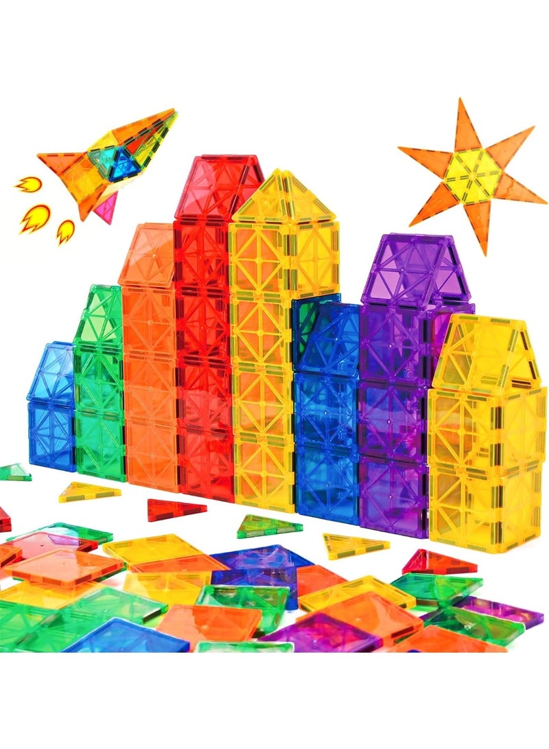 Gemmicc 100 PCS Magnetic Tiles with 2 Cars, STEM Approved Educational Magnet BuildingToys, Magnet Puzzles Stacking Blocks for Boys Girls - Image 4