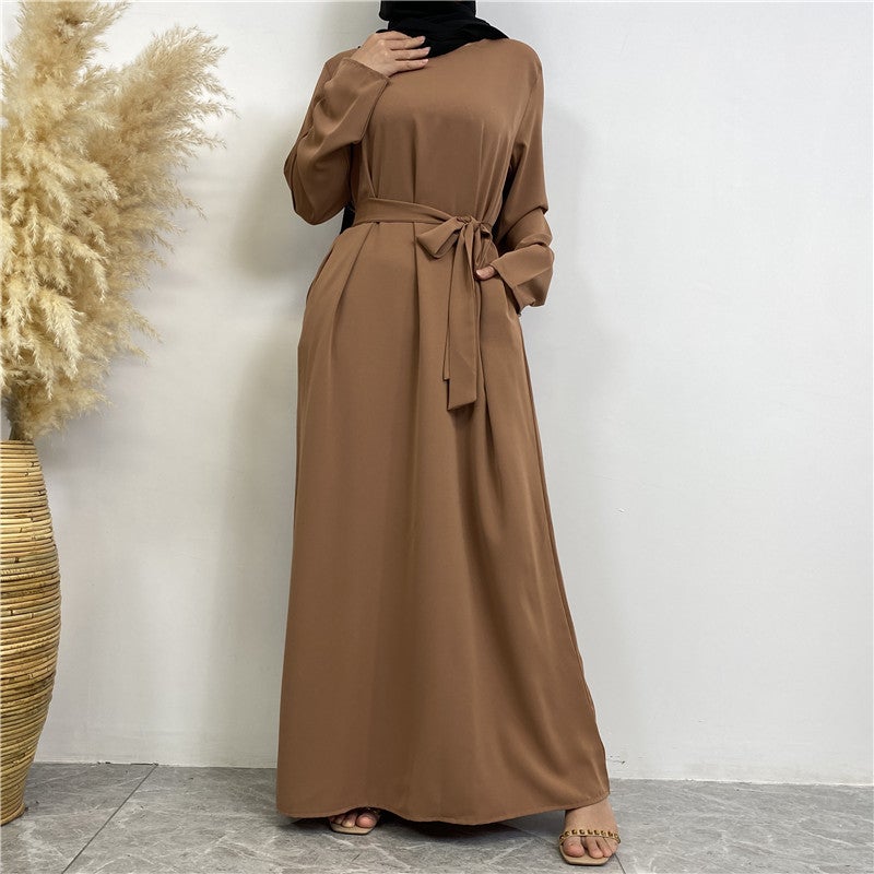 مونيكا فاشون فستان بسيط يناسب جميع المناسبات بأكمام طويلة ولون واحد - Image 3