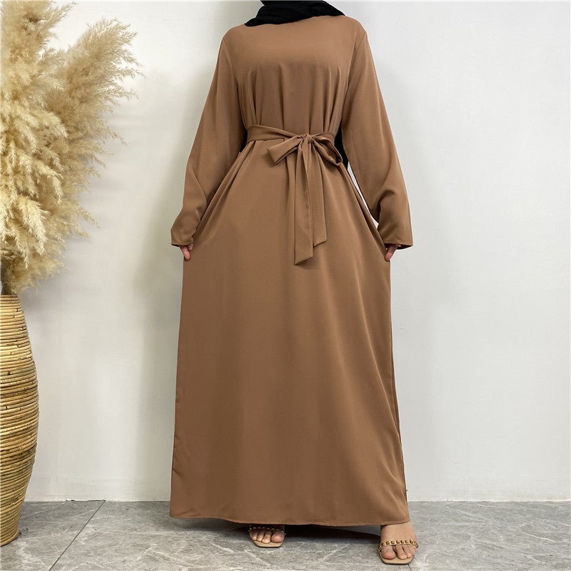 مونيكا فاشون فستان بسيط يناسب جميع المناسبات بأكمام طويلة ولون واحد - Image 1