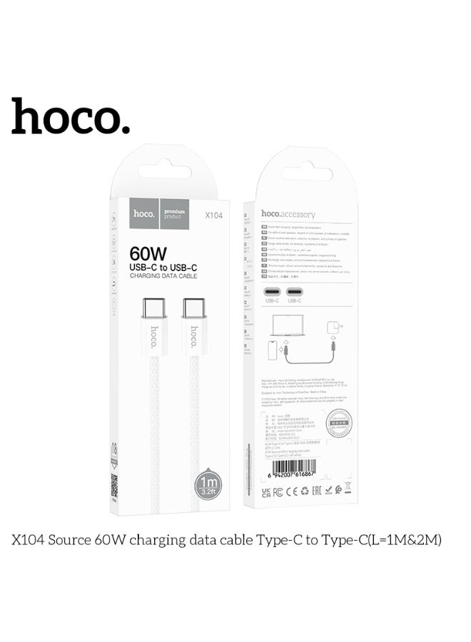 هوكو. كابل بيانات شحن X104 Source 60 وات من النوع C إلى النوع C (طول = 2 متر) - Image 3