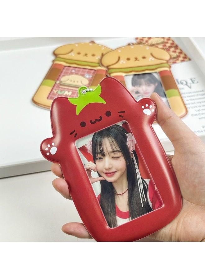 NIBEMINENT 1 - Piece Hamburger Dog Tomato Cat Kpop Photo Card Holder Pendant Key Chain ID Badge Holder ID Card Holder Photo Card Protector for School ID Office ID Access Card for Women Girls