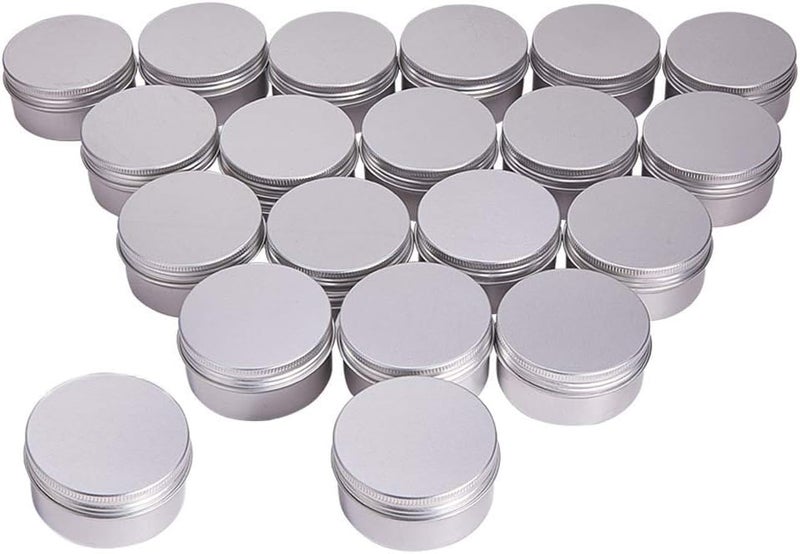 klarako 80ml Empty Aluminium Cosmetic Pot Jar Tin Container Box Screw Lid Can Bottle Case Craft Lot Silver Colors (20 Pack) - Image 1