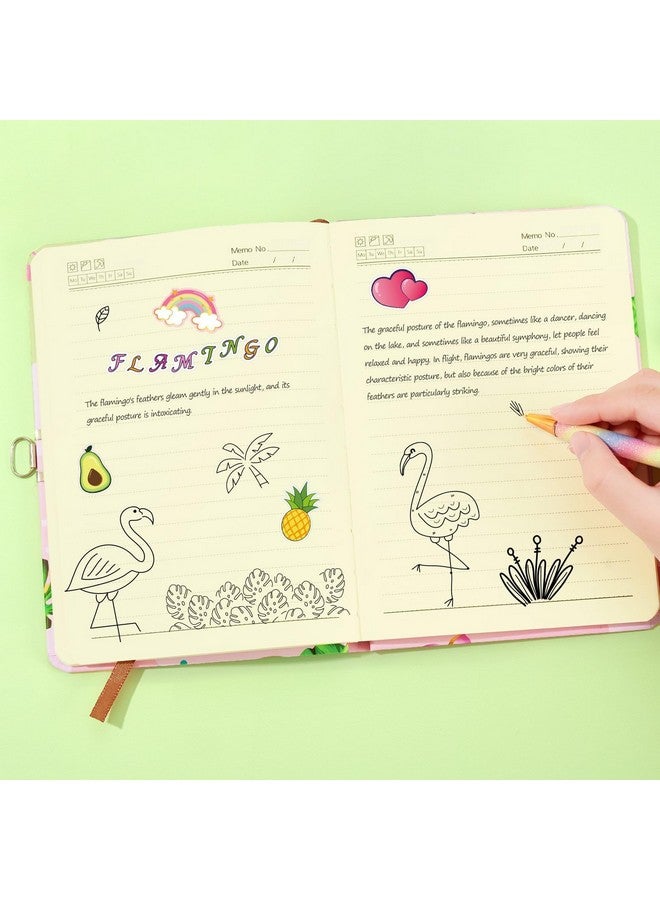 Wernnsai Kids Diary Set For Girls Flamingo Journal Kit - Kids Gold Foil Journal With Lock And Keys, Girls Flamingo Diary, Private Diary A5 Lined Writing Notebook, Girls Gift Set With Pen & Stickers  - Image 5