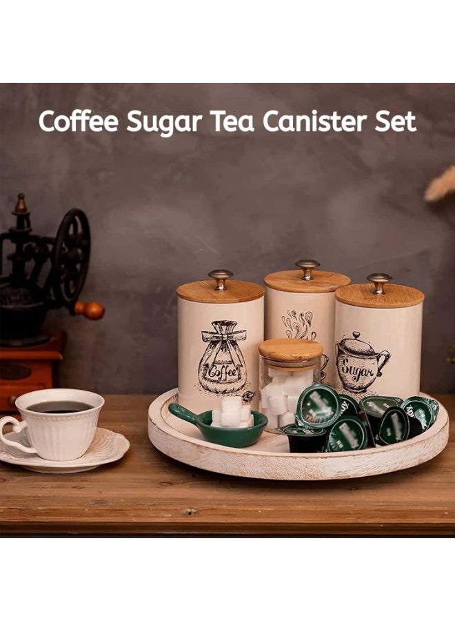 Anmi 3 Piece Luxury Coffee & Tea Storage Sets, Airtight Metal Tins with Bamboo Lids, Premium Kitchen Storage for Sugar&Arabic Coffee Beans, Gift Box - Image 5