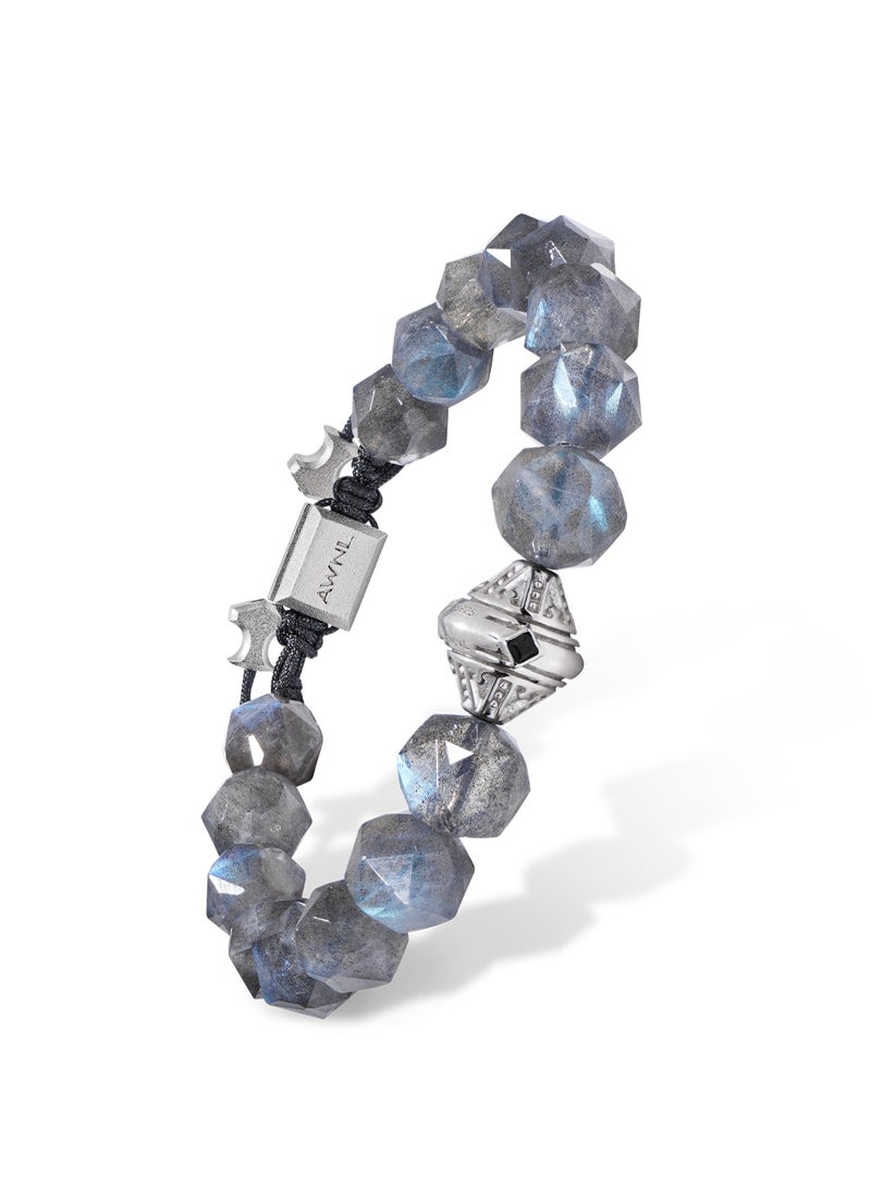 أونال سوار خرز سبكترولايت مع تميمة منارة فضية إسترليني - هدية أحجار كريمة طبيعية للرجال - Image 3